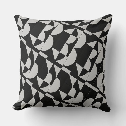 Achempong Zazzle: Geometric Black White Modern Art クッション (正面)
