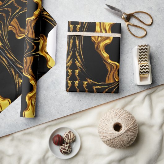 Achempong Zazzle: Luxury Swirl Abstract Art Gift W ラッピングペーパー (クラフト)
