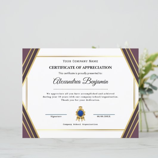 Achievement Appreciate Certificate (スタンド正面)