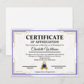 Achievement Appreciation Gold Certificate Poster エンクロージャーカード (正面/裏面)