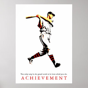 Achievement Motivational Retro Baseball Player ポスター
