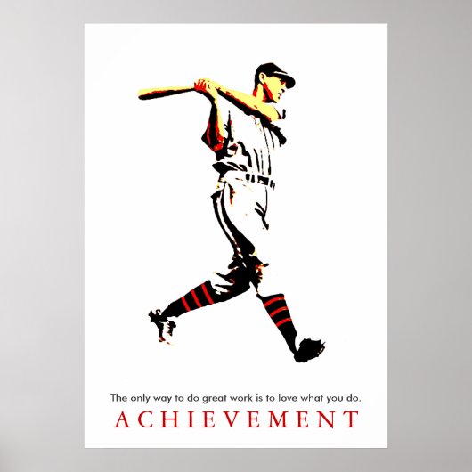 Achievement Motivational Retro Baseball Player ポスター (正面)