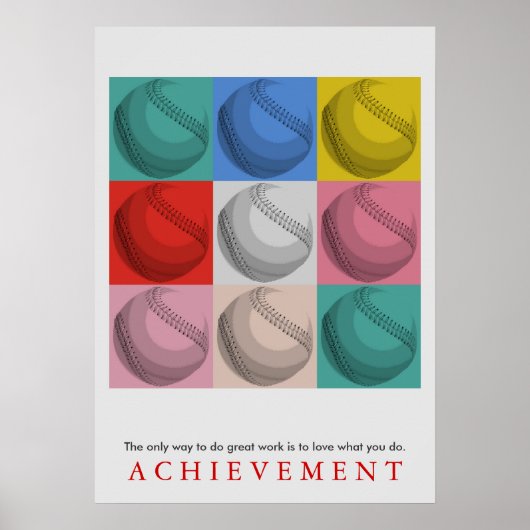 Achievement Motivational Retro Baseball Pop Art ポスター (正面)
