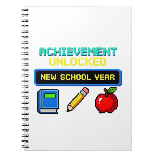 Achievement Unlocked: 新学期 | レトロゲーム ノートブック (正面)