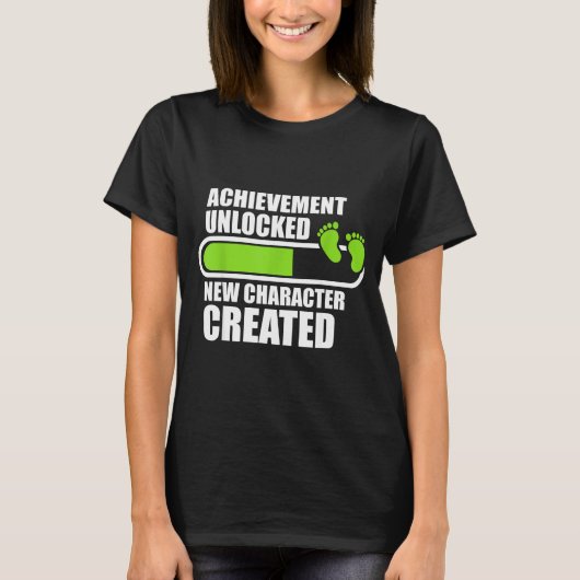 Achievement Unlocked New Character D Funny Pregnan Tシャツ (正面)