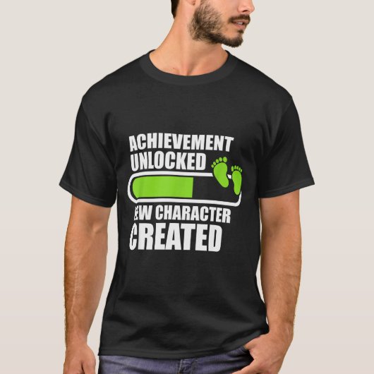 Achievement Unlocked New Character D Funny Pregnan Tシャツ (正面)
