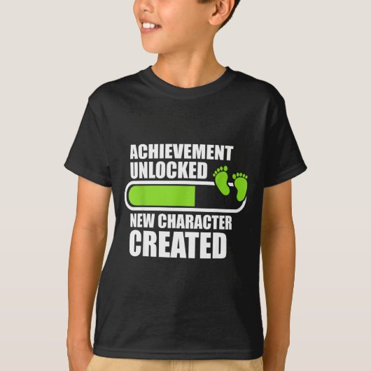 Achievement Unlocked New Character D Funny Pregnan Tシャツ (正面)