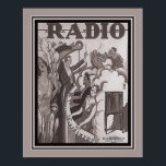 Achille Mauzan Vintage Radio Ad ポスター<br><div class="desc">1920's Sepia,  Art Deco,  Radio advertisement by Achille Mauzan</div>