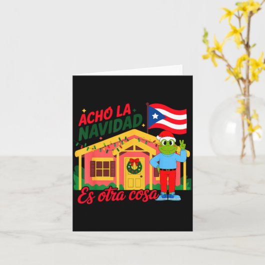 Acho La Navidad Es Otra Cosa Boricua Christmas Vib カード (黄色い花)