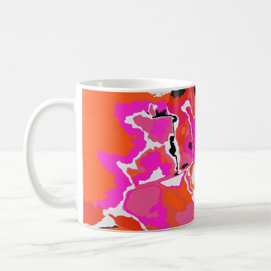 ACID鮮明なデジタサイケデリックル明るい背景。 コーヒーマグカップ (左)
