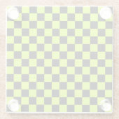 Acid green black checkerboard pattern ガラスコースター (裏面)
