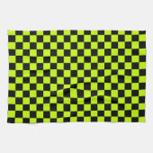 Acid green black checkerboard pattern キッチンタオル (横)