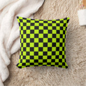 Acid green black checkerboard pattern クッション (ブランケット)