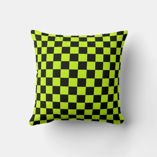 Acid green black checkerboard pattern クッション (裏面)