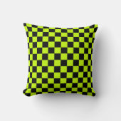 Acid green black checkerboard pattern クッション (正面)