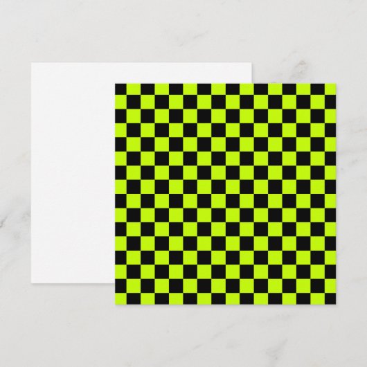 Acid green black checkerboard pattern サンキューカード (正面/裏面)