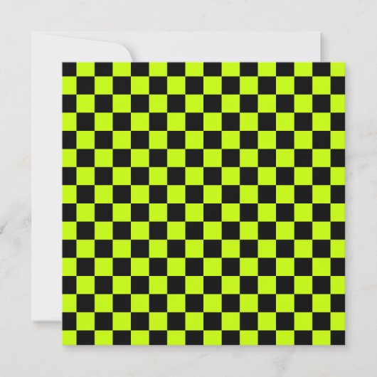 Acid green black checkerboard pattern サンキューカード (正面)