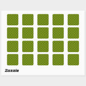 Acid green black checkerboard pattern スクエアシール (シート)