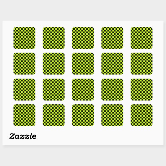 Acid green black checkerboard pattern スクエアシール (シート)