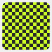 Acid green black checkerboard pattern スクエアシール (正面)