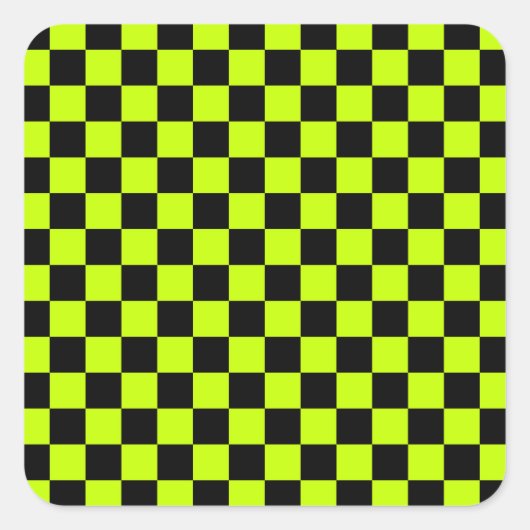 Acid green black checkerboard pattern スクエアシール (正面)