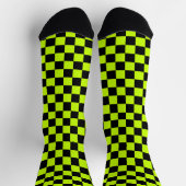 Acid green black checkerboard pattern ソックス (上部)