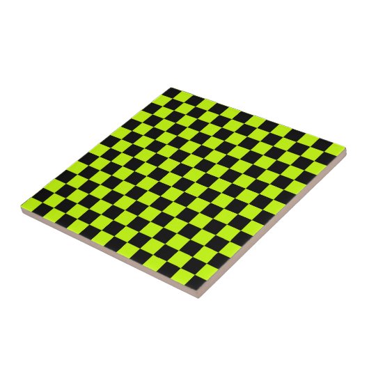 Acid green black checkerboard pattern タイル (側面)