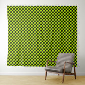 Acid green black checkerboard pattern タペストリー (インサイチュ(横))