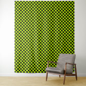 Acid green black checkerboard pattern タペストリー (インサイチュ)