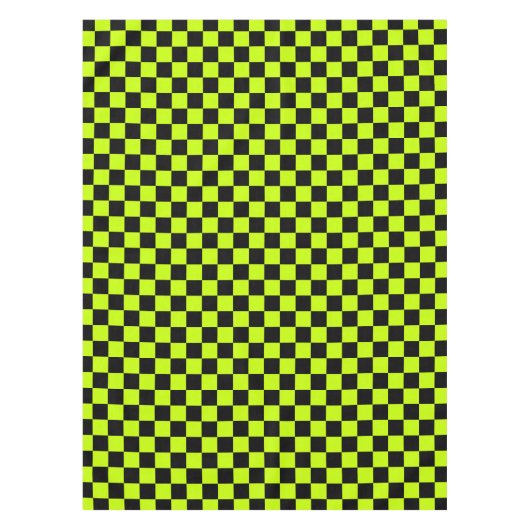 Acid green black checkerboard pattern テーブルクロス (正面)