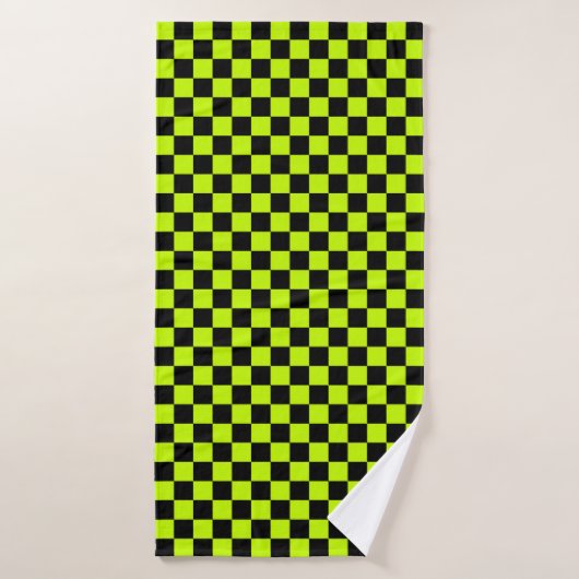 Acid green black checkerboard pattern バスタオルセット (バスタオル)