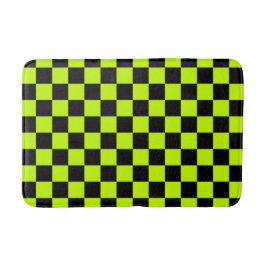 Acid green black checkerboard pattern バスマット