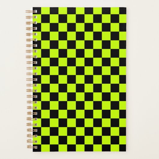 Acid green black checkerboard pattern プランナー手帳 (正面)