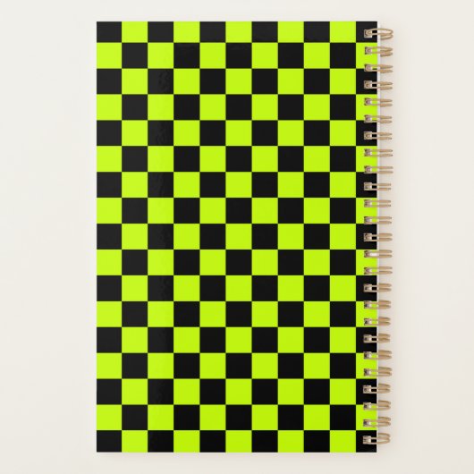Acid green black checkerboard pattern プランナー手帳 (裏面)