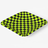 Acid green black checkerboard pattern ペーパープレート (傾斜あり)