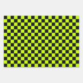 Acid green black checkerboard pattern ラッピングペーパーシート (正面3)