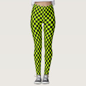 Acid green black checkerboard pattern レギンス (正面)