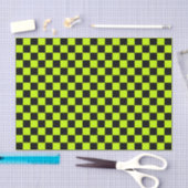 Acid green black checkerboard pattern 薄葉紙 (クラフト)