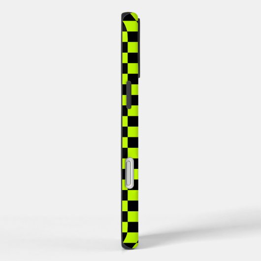 Acid green black checkerboard pattern Case-Mate iPhoneケース (裏面 / 右)