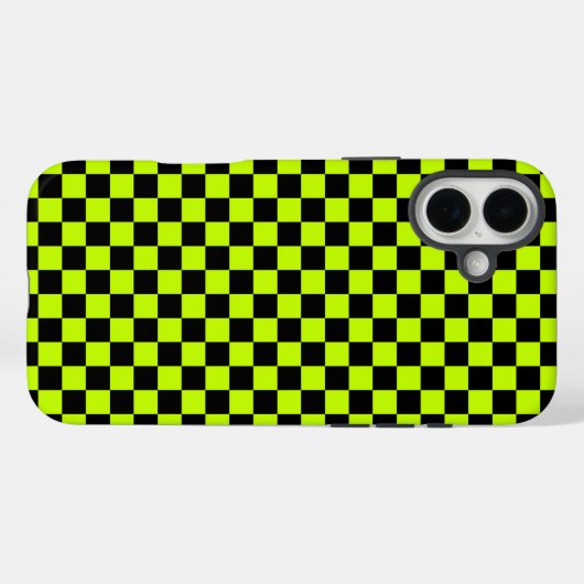Acid green black checkerboard pattern Case-Mate iPhoneケース (裏面 (横))