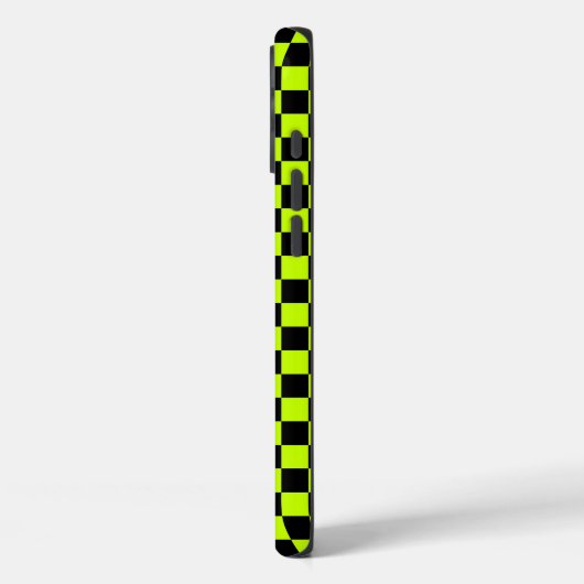 Acid green black checkerboard pattern Case-Mate iPhoneケース (裏面 / 左)