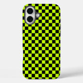 Acid green black checkerboard pattern Case-Mate iPhoneケース (裏面)