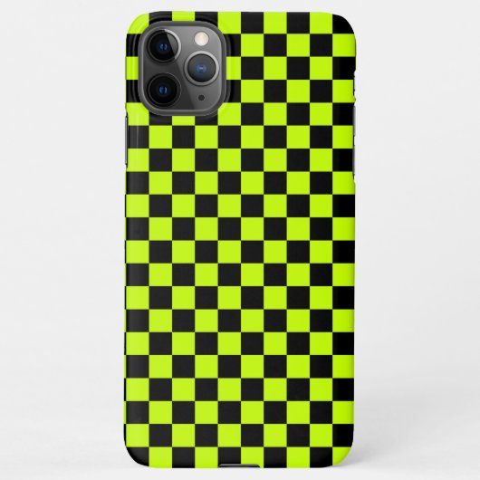 Acid green black checkerboard pattern iPhoneケース (裏面)