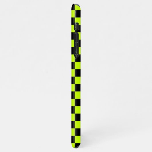 Acid green black checkerboard pattern iPhoneケース (左側)
