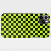 Acid green black checkerboard pattern iPhoneケース (裏面横)