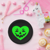 acid green halloween heart gothic valentine creepy ペーパープレート (パーティー)