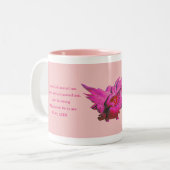 ACIMギフトマグ、スピリチュアル引用文、ピンクエンジェルテーマ ツートーンマグカップ (正面左)