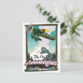 Aconcagua – アルゼンチンヴィンテージフライトポスタープリント。 ポストカード (スタンド正面)