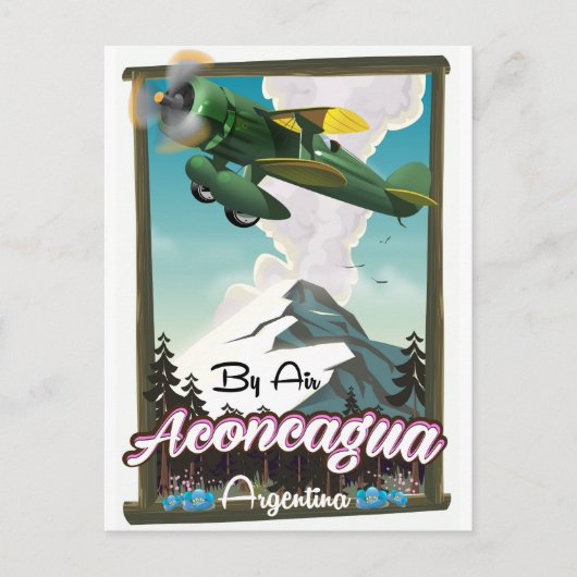 Aconcagua – アルゼンチンヴィンテージフライトポスタープリント。 ポストカード (正面)