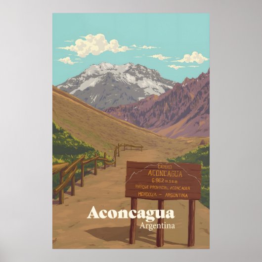 Aconcagua Mountain Travel Poster ポスター (正面)